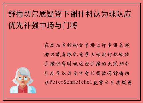 舒梅切尔质疑签下谢什科认为球队应优先补强中场与门将